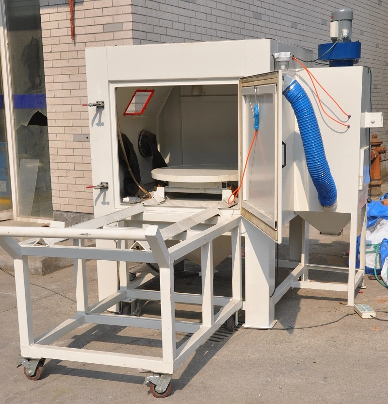 Dry Suction Type Sand Blasting Machine with Turntable and Cart